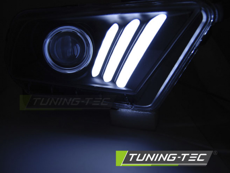 LED Tagfahrlicht Design Scheinwerfer für Ford Mustang V 10-13 chrom mit dynamischem LED Blinker